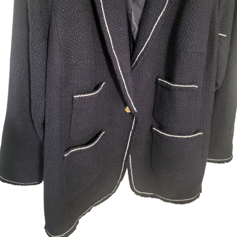 Talbots Navy Blue Womens Tweed Blazer Jacket, Plus Size 24W NEW w/TAG - Picture 4 of 11